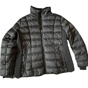 Nautica Black Quilted Puffer Jacket with Ribbed Sides Women’s Large